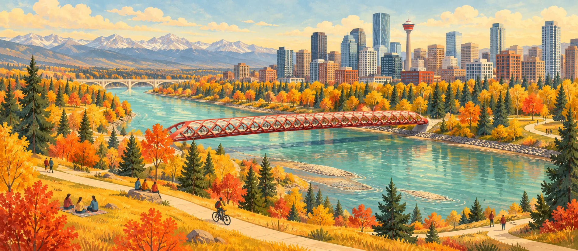 AI illustration of an autumn landscape in Calgary