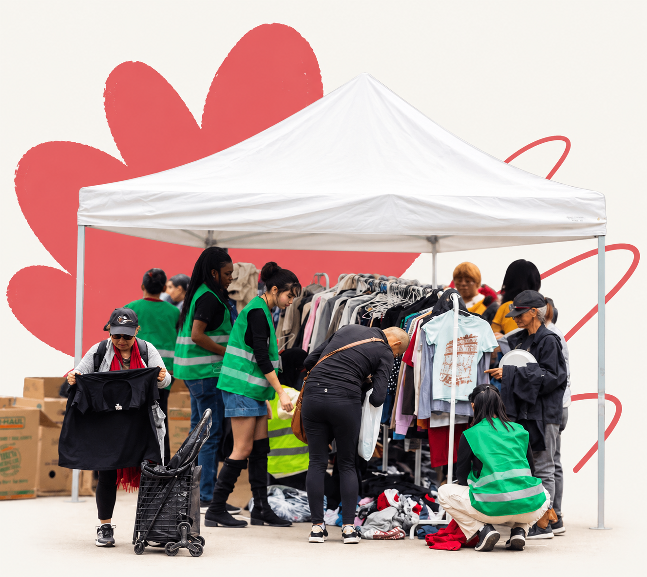 Community members and volunteers at the Calgary Pop-Up Care Village